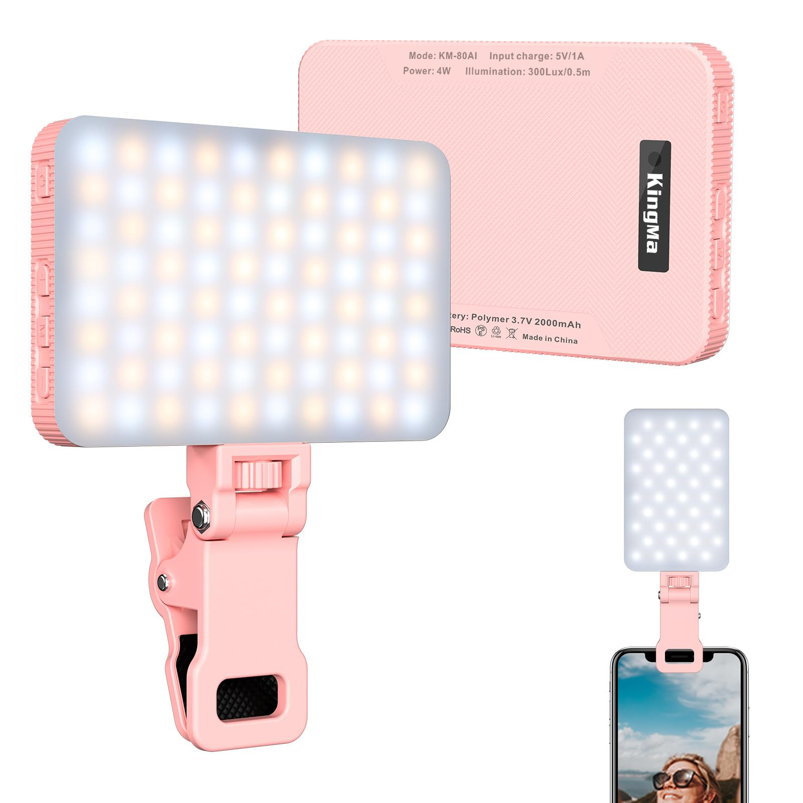 Photography Lighting Handheld - King Ma Pink ładowalna lampa do